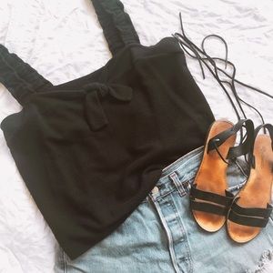 Madewell Tie Front Black Tank Medium